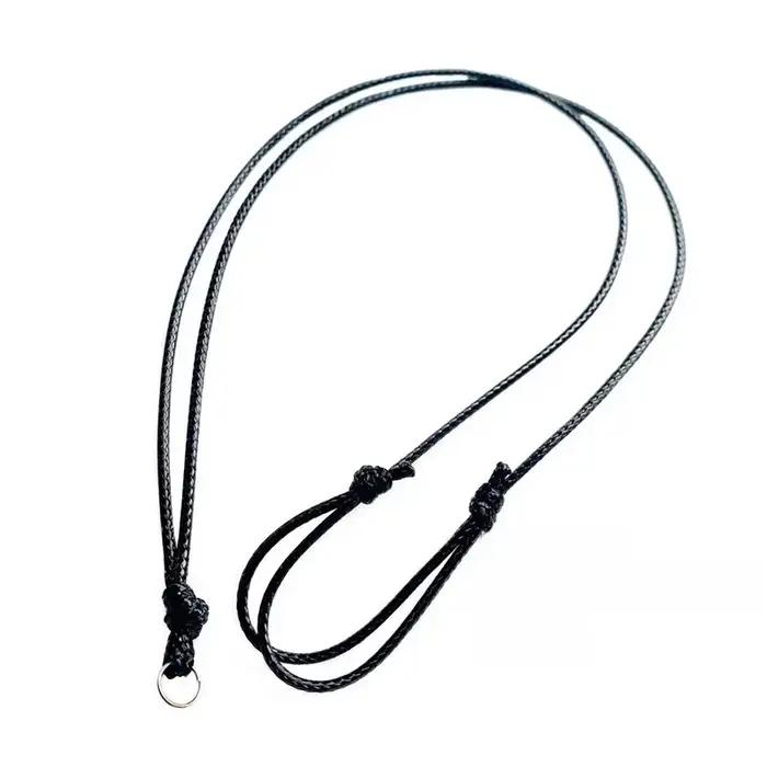 Collier réglable en cuir ciré noir fait main, style géométrique tendance, pendentif perle, accessoir