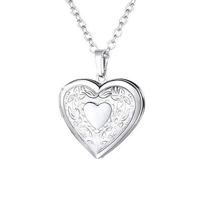 Chaîne pour hommes et femmes, bijoux pour amis, pendentif, collier, médaillon Photo en forme de cœur