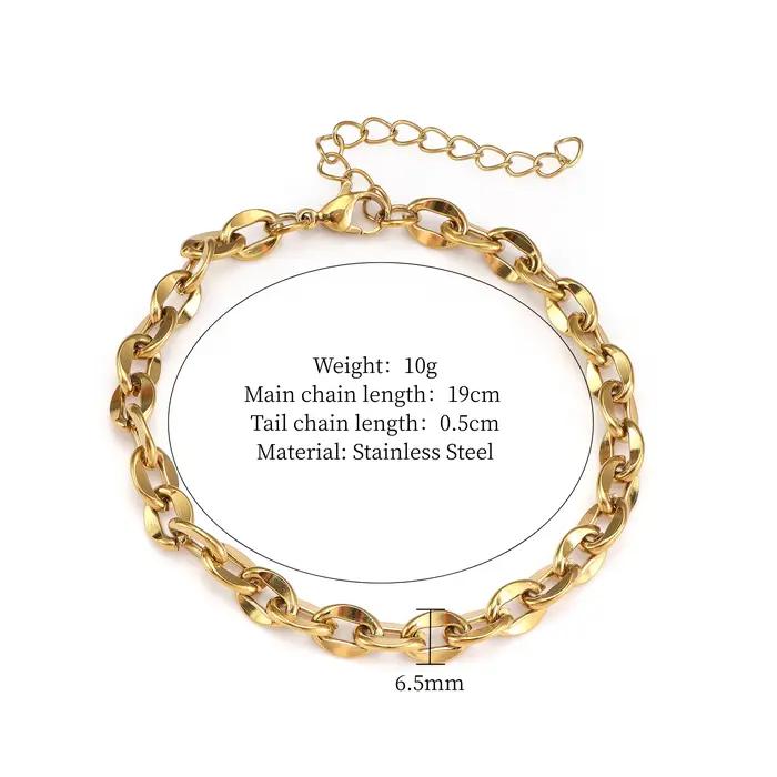 Bracelet en acier inoxydable pour femmes et hommes, chaînes minimalistes, bijoux en gros, fournisseur en gros, sur mesure