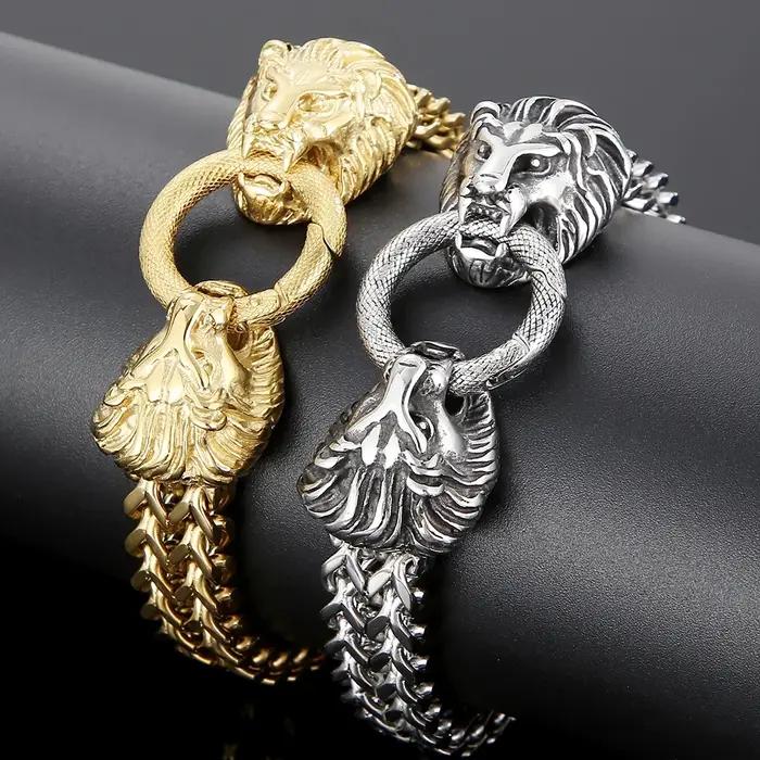 Bracelet tête de dragon et crâne steampunk pour homme