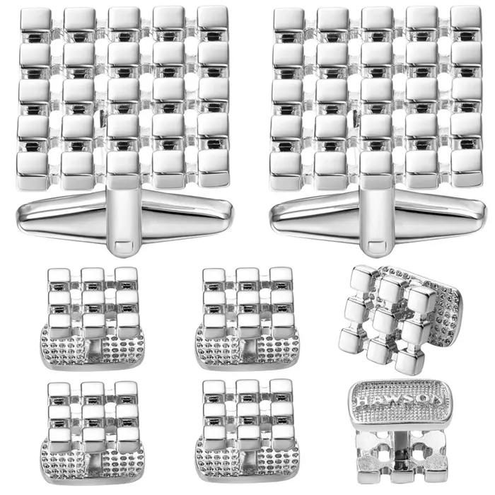 HAWSON – ensemble de boutons de manchette carrés en métal pour hommes