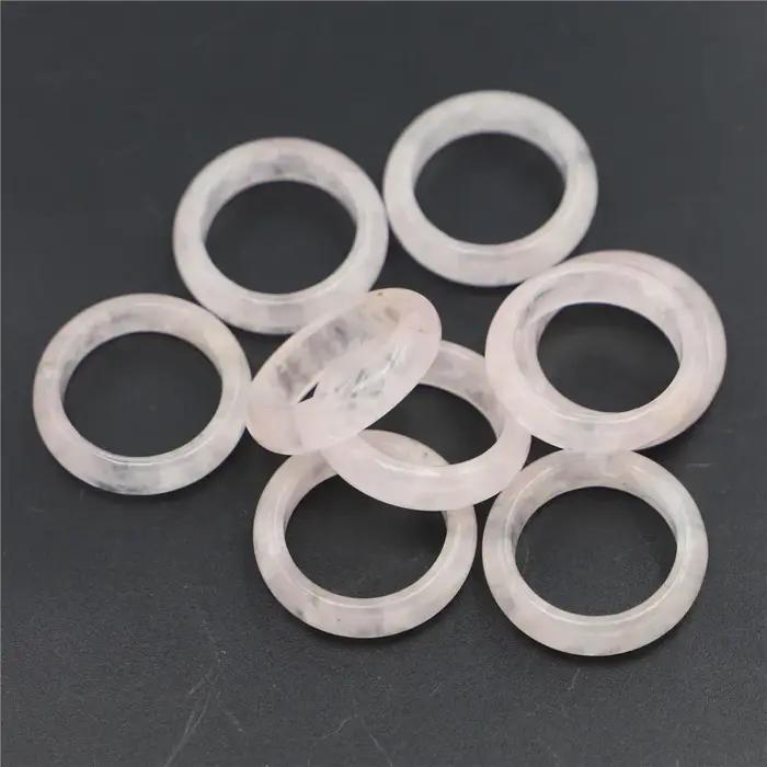 Bague en quartz rose naturelle pour hommes et femmes, bijou de mode avec pierres semi-précieuses pour occasions spéciales et tous les jours