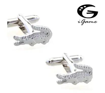 Lèvent de manchette crocodile, couleur argent, matériau en cuivre de qualité, style unique