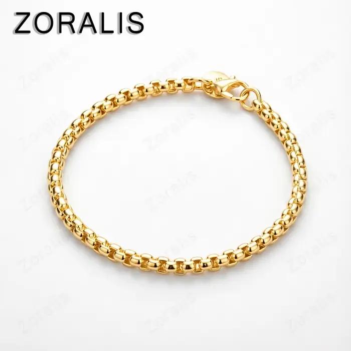 Bracelet populaire en or 18 carats, chaîne en forme de boîte de 4 mm, en argent sterling 925, pour hommes et femmes, pour mariage, fête d'anniversaire, bijoux à la mode, cadeaux