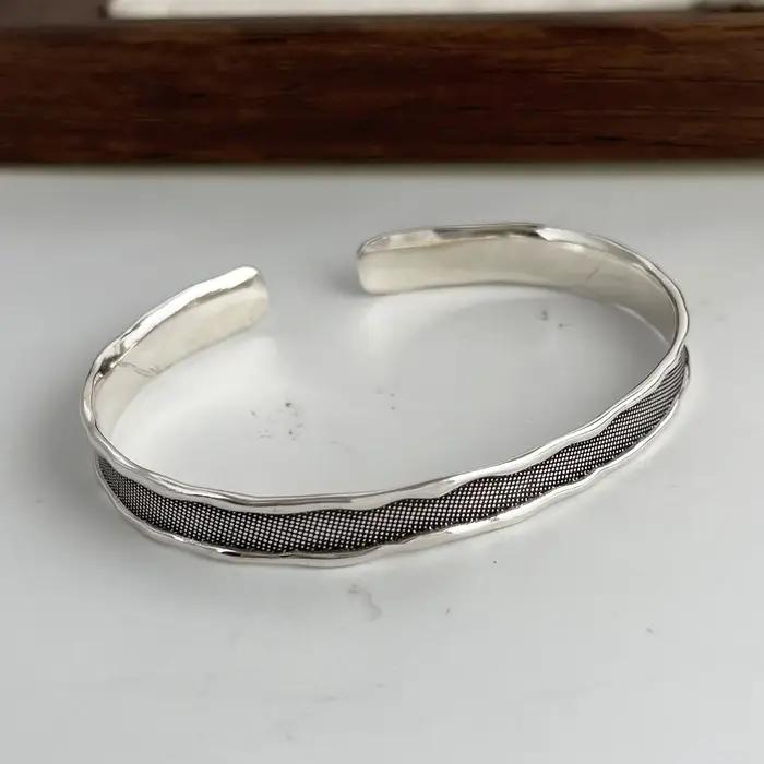 Bracelet rétro en argent Sterling 925 fait à la main pour femmes et hommes, cadeau d'anniversaire et occasions spéciales