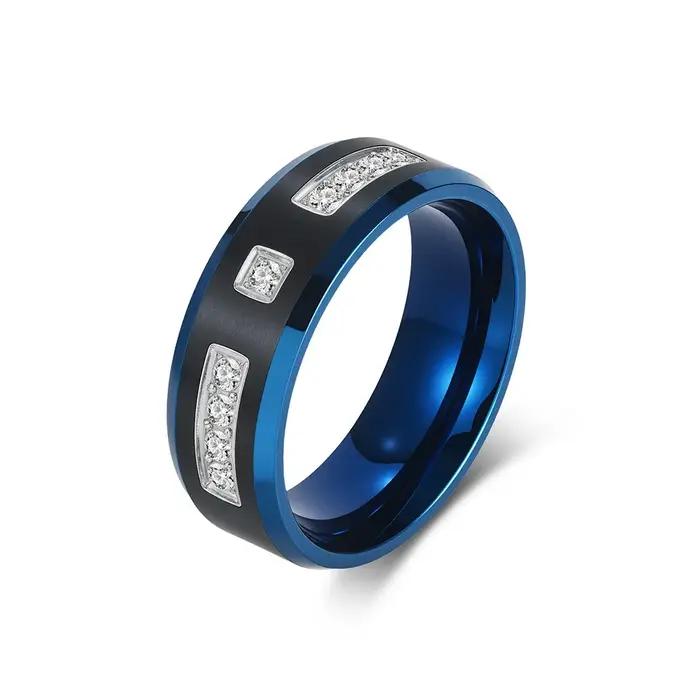Bagues bicolores en diamant CZ pour hommes