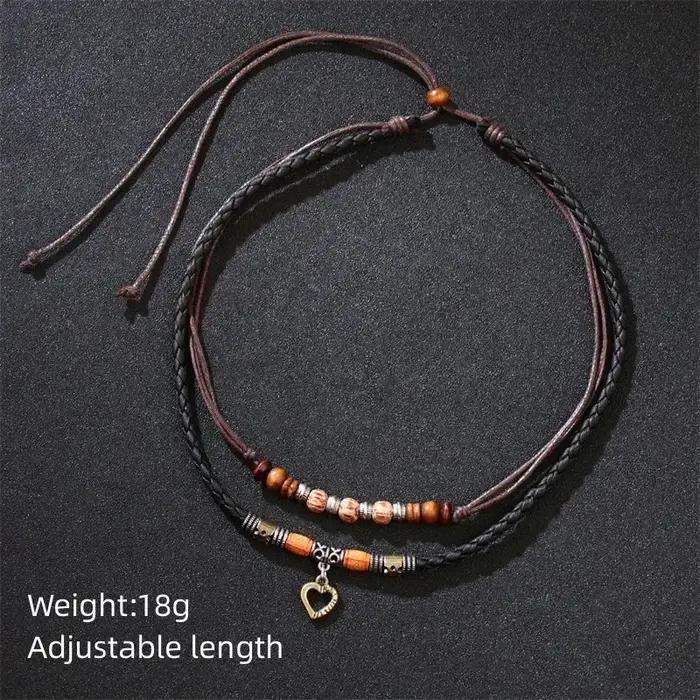 Collier en cuir de document antique vintage unisexe avec pendentif en forme de coeur pour hommes et femmes pour parties et occasions spéciales