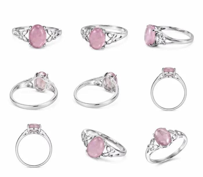 Bague en Quartz Rose Naturelle ITSMOS Symbole d'Engagement Élégante pour Femmes Occasions Spéciales Alliance de Mariage Papillon Guérison Émotionnelle