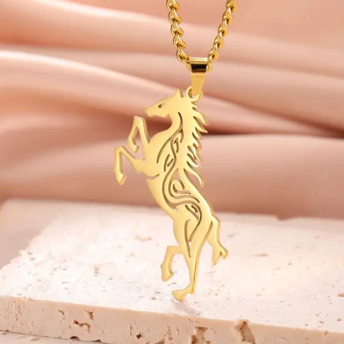LIKGREAT-Collier Cheval Celtique pour Homme et Femme, Acier Inoxydable, Pendentif Animal Punk, Bijoux Amoureux des oral aux, Cadeau d'Anniversaire