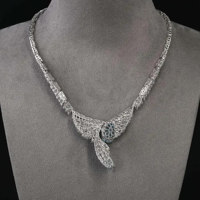 WUIHA Vintage 100% 925 argent Sterling 13 CT laboratoire saphir aigue-marine diamants à haute teneur en carbone pierres précieuses pendentif collier bijoux fins