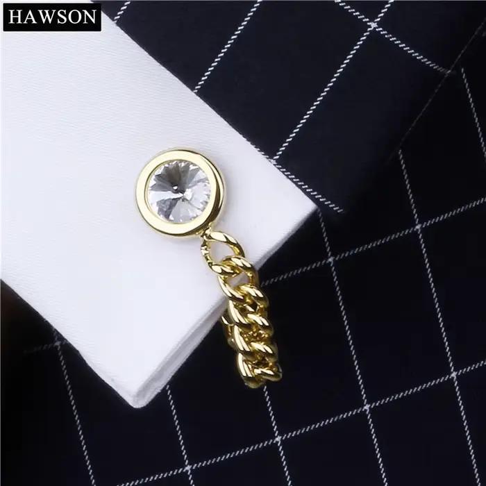 HAWSON-lèvent de manchette en cristal pour hommes avec JO, chemises françaises pour hommes, bijoux d'affaires de mariage ou accessoires