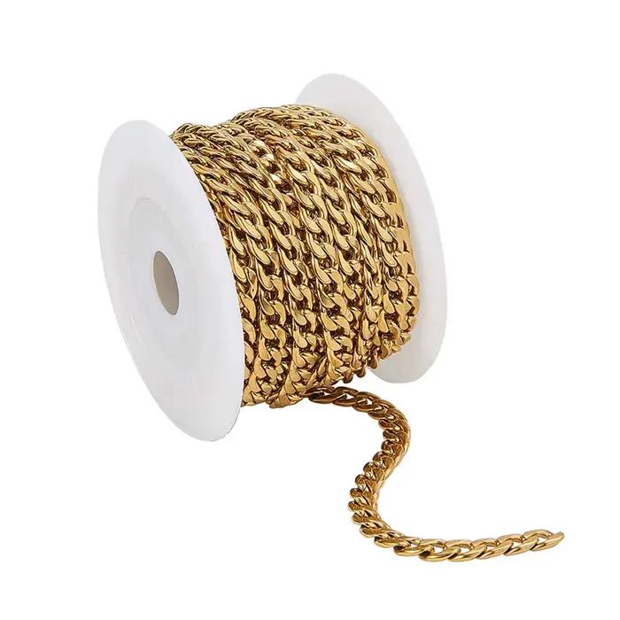 Chaîne à bordure plate couleur or classique en acier inoxydable pour colliers à pendentifs avec plusieurs longueurs disponibles pour femmes et hommes occasions spéciales
