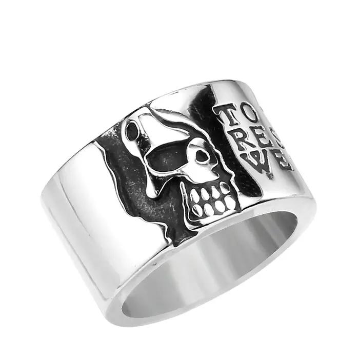 Bague tête de mort en acier inoxydable simple unique pour hommes, modules de motard gothique vintage