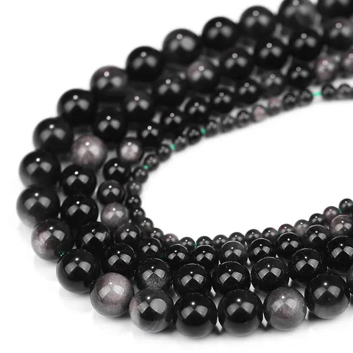 Obsidienne en argent naturel pour bijoux