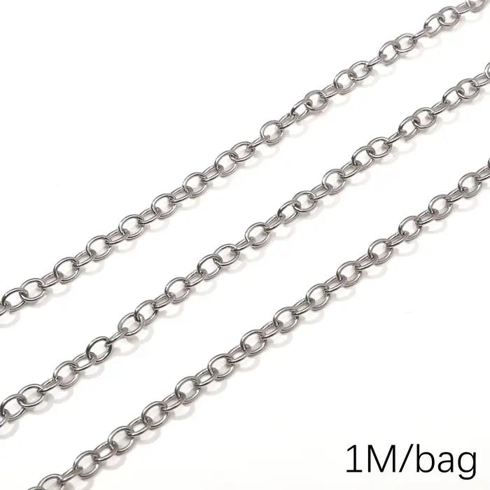 Various chaînes tendance en acier inoxydable, 05/1m, pour la fabrication de colliers, bracelets, bou