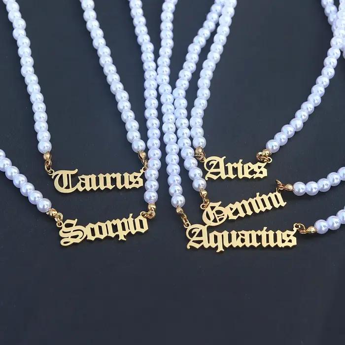 Colliers de perles du zodiaire signe étoile ras du cou vierge balance scorpion sagittaire bélier poissons constellation collier astrologie femmes occasions spéciales