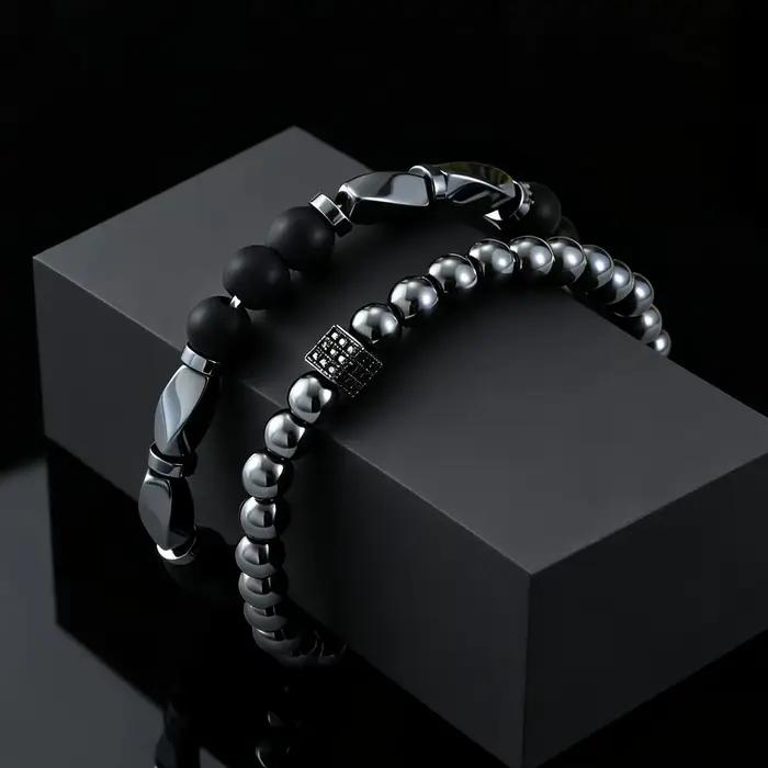 Ensemble de 2 bracelets tendance pour hommes