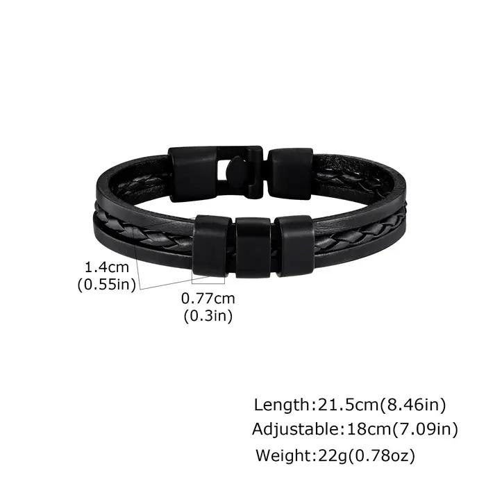 Bracelet en cuir en métal personnalisé pour hommes, bracelet en cuir PU noir, drapeau allemand, Fran