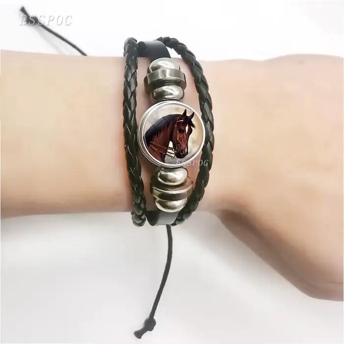 Bracelet cheval en cuir PU tressé pour hommes et femmes, bijoux tendance, cadeau pour petits amis, cadeaux de la Saint-Valentin, livraison directe
