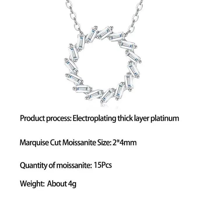 Collier soleil en moissanite plaqué or blanc bijou fin pour femmes occasions spéciales elegant et sophistiqué