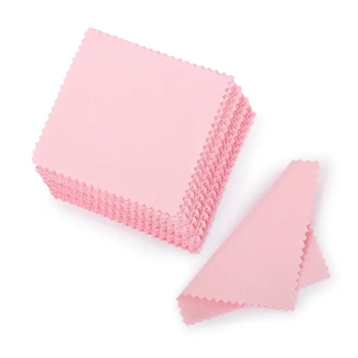 50 pcs/Lot 8x8 cm argent bijoux propre chiffon de polissage emballé individuellement doux propre lin