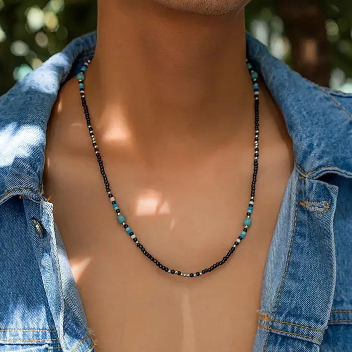 Collier en argile perlée en bois pour hommes, Vintage, à la mode, africain, pour surfeur de plage, b