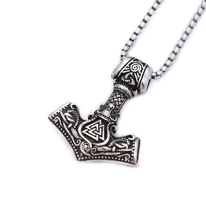 Collier pendentif marteau de Thor Viking vintage, colliers de la présidence, punk hip hop, collier Valknut nordique, amulette masculine, bijoux cadeaux, mode, vente en gros occasions spéciales