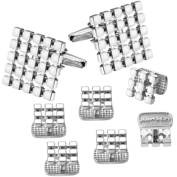 HAWSON – ensemble de boutons de manchette carrés en métal pour hommes