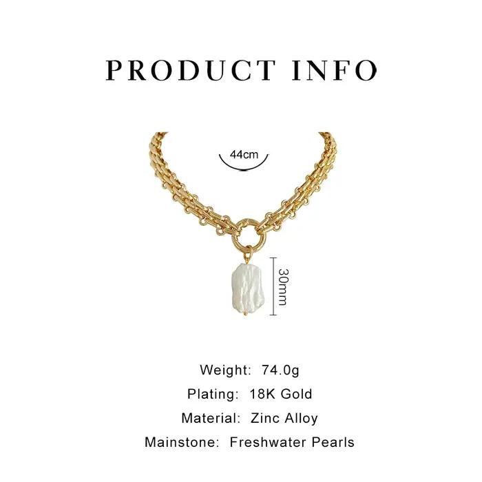 Peri'sBox grand carré naturel perle d'eau douce pendentif grosse chaîne collier pour femmes Vintage élégant baroque perles colliers
