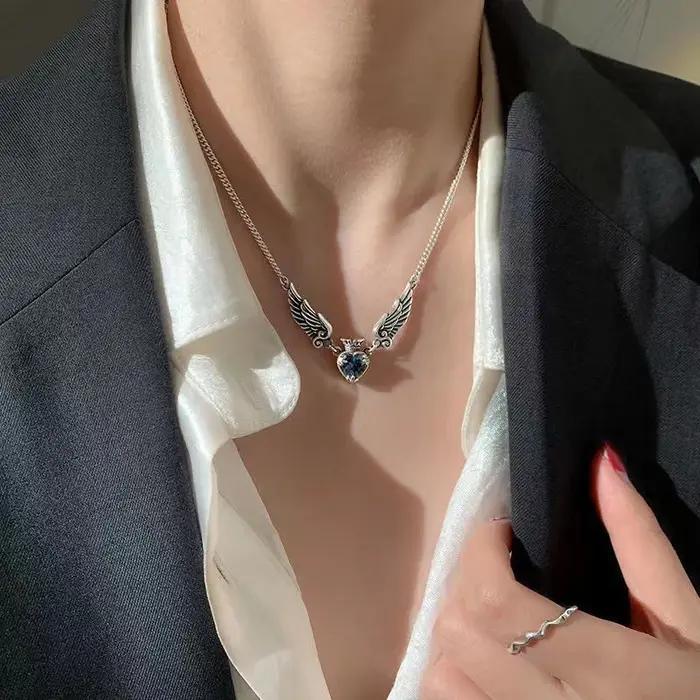 Colliers gothiques Vintage avec pendentif ailes d'ange pour femmes