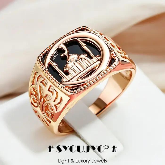 SYOUJYO – bague chevalière noire pour hommes