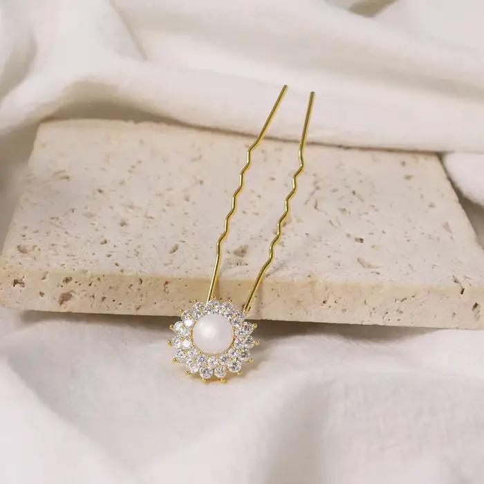 Perles d'Eau Douce Naturelles Incrustées de Fleurs pour Femme et Fille