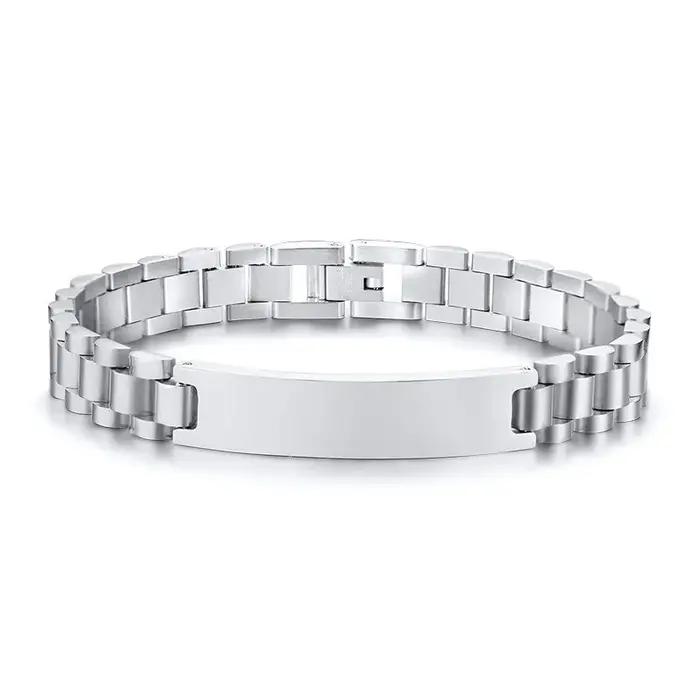 Bracelet en acier inoxydable personnalisé avec gravure, cadeau idéal pour homme, fête, mariage, anniversaire, occasions spéciales