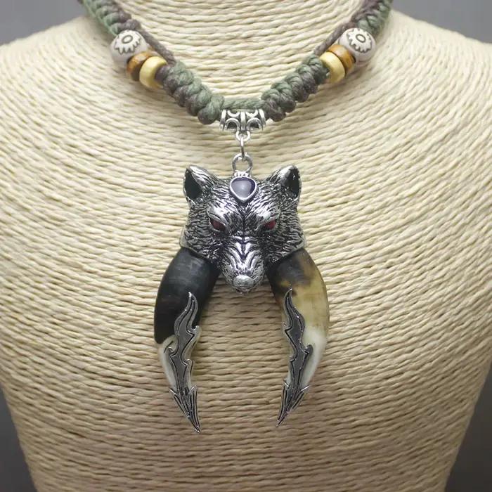 Group collier de dent naturelle pour homme