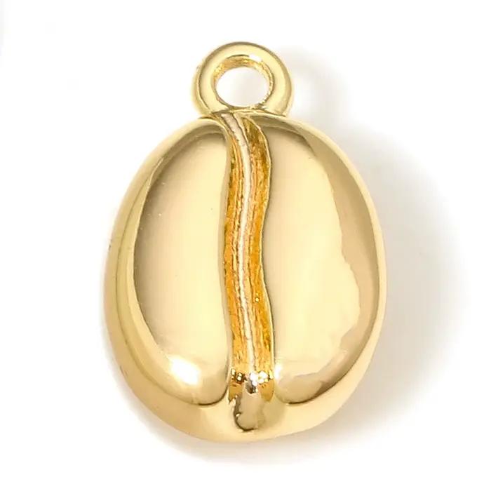 Breloques en forme de grain de café en laiton plaqué or, pendentifs de Style alimentaire 3D pour collier à faire soi-même, résultats de fabrication de bijoux, 11.5x7mm, 2 pièces