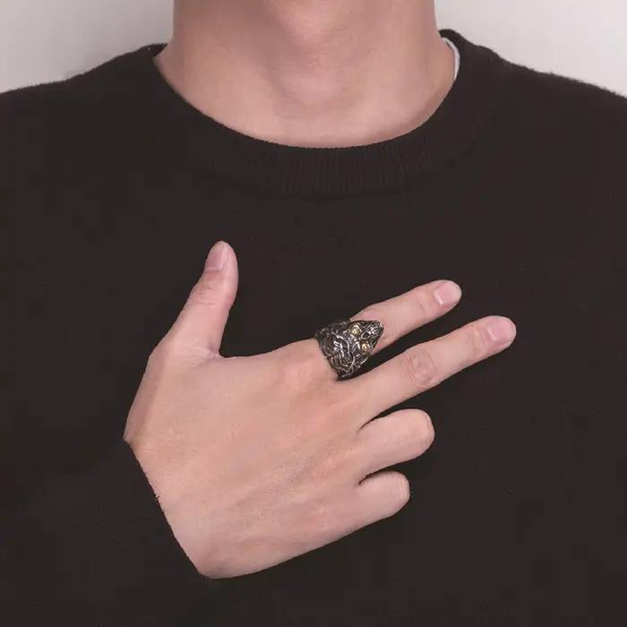 Bague crâne pour homme en acier inoxydable