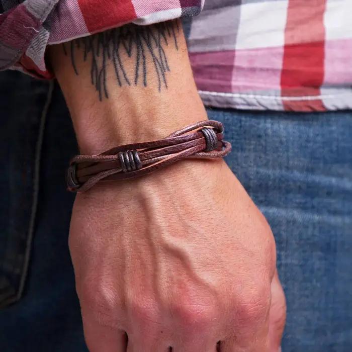 Bracelet tressé en cuir véritable pour hommes, Bracelet à longueur réglable, cadeaux pour hommes, me