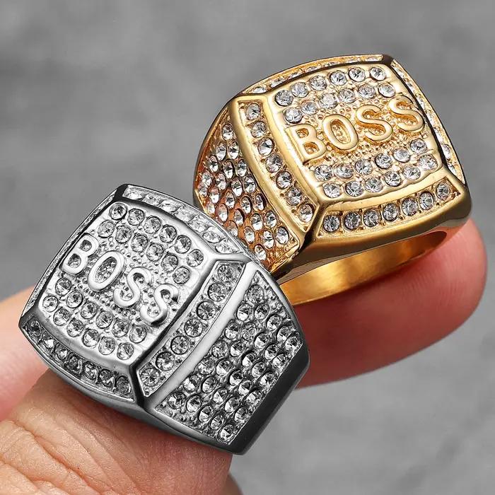 Alliance de mariage punk rock en acier inoxydable avec strass brillants pour homme et femme occasions spéciales