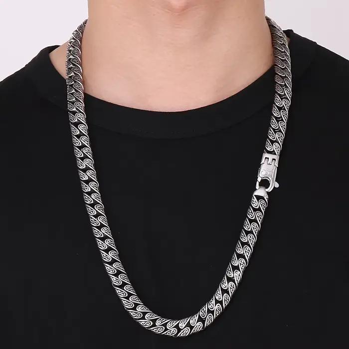 Collier chaîne large vintage 12 mm pour homme en acier inoxydable style punk accessoire bijou halloween partie soirée spécialités occassions spéciales