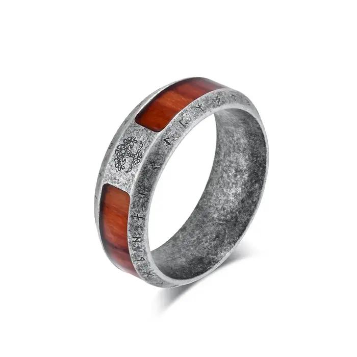 Anneaux de texte viking vintage en acier inoxydable pour hommes anneau d'arbre de vie personnalisé bijoux mode occasions spéciales rock hip-hop