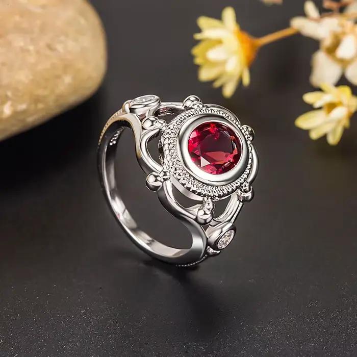 Bague de proposition de fiançailles en argent adrenThai pour hommes et femmes, pierre précieuse 925,