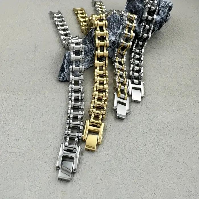 1 pièces Punk Rock acier inoxydable motard hommes Bracelet lien chaîne moto vélo