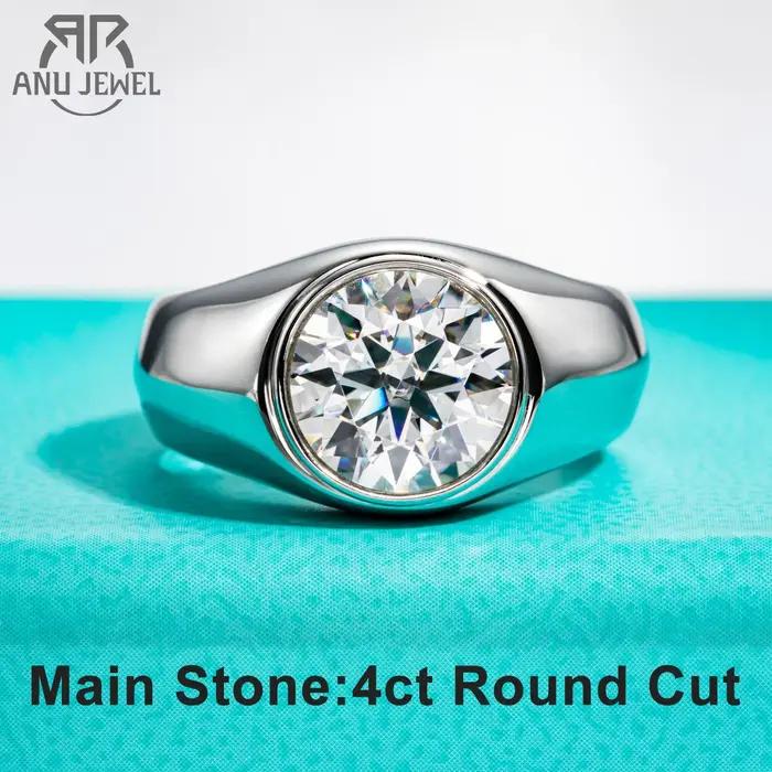 Bague en argent sterling 925 sertie de moissanite de 4 carats élégante pour femmes occasions d'engagement et cadeaux d'anniversaire