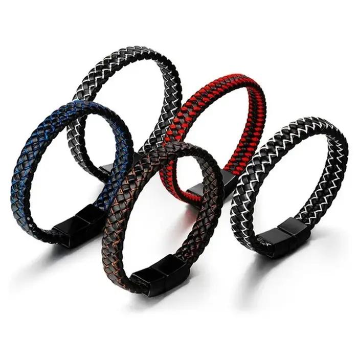 Bracelet en cuir véritable pour hommes