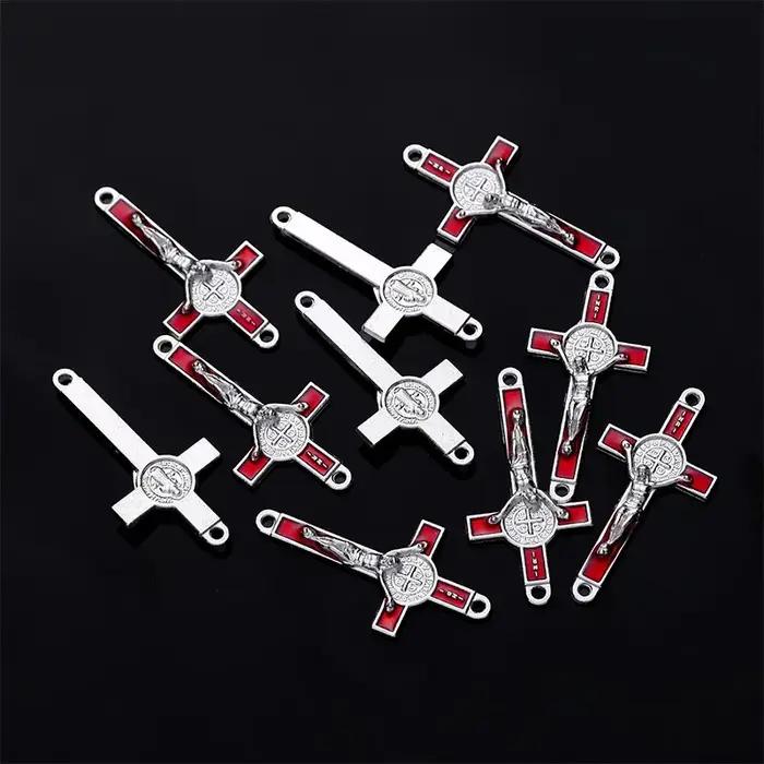 Charms néo-gothiques croix Saint Benoît chapelet connecteur central Triangle anneau bijoux accessoires fabrication bijoux pour femmes occasions spéciales