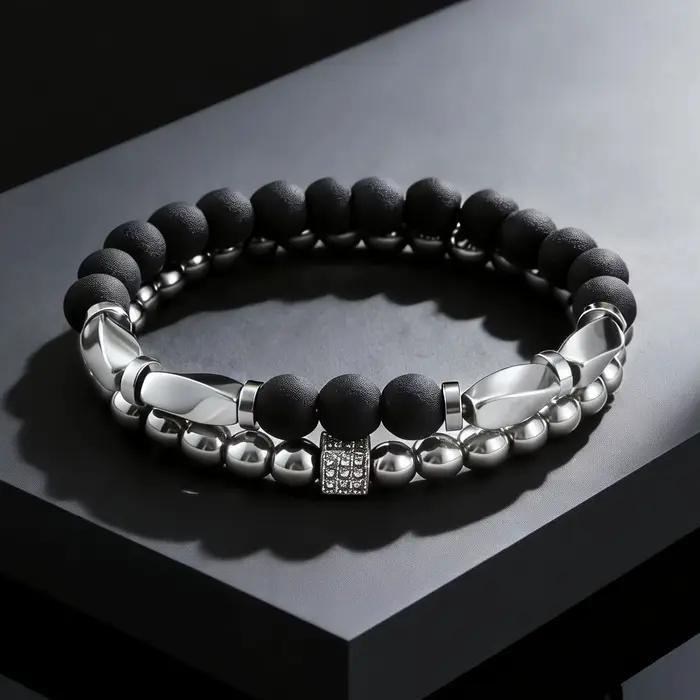 Ensemble de 2 bracelets tendance pour hommes