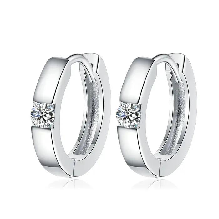 Tezzc D couleur Moissanite boucle d'oreille S925 argent Sterling plaqué or blanc boucle d'oreille pour les femmes de mariage bijoux en gros