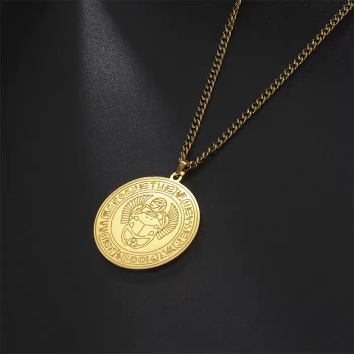 Collier Rond en Acier Inoxydable pour Homme, Pendentif Rond en Or, JoChoker, Bijoux de Collier, Cadeaux pour Garçons, Vente en Gros