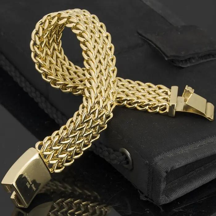 Bracelet de luxe couleur or jaune pour hommes