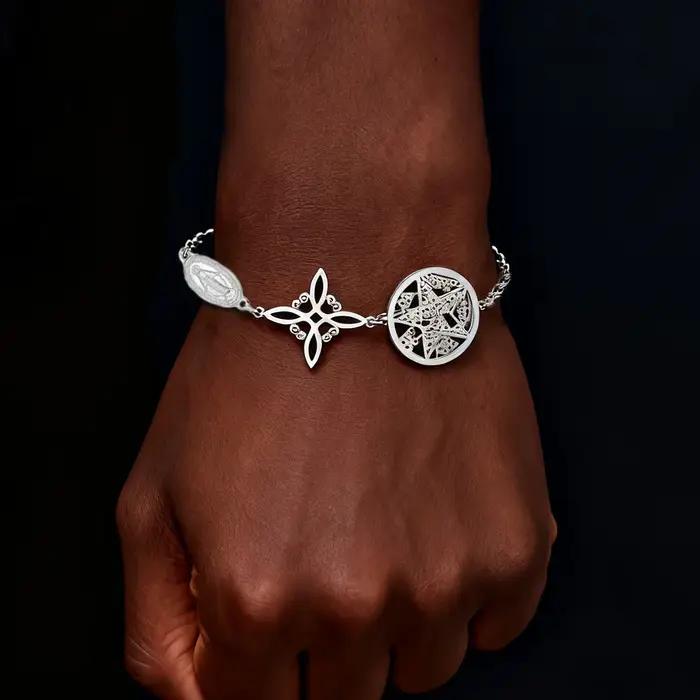 Bracelet Triple Protection en Acier Inoxydable Argenté